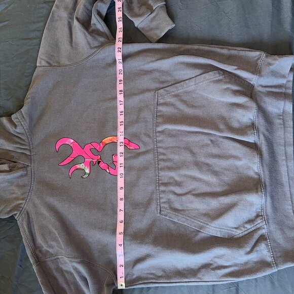 Browning | Grey Hoodie w Pink Camouflage Logo Women Medium Hunting - Picture 4 of 11
